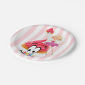 Papieren Borden, roze en witte stripe, feestdag Papieren Bordje (Gekanteld)