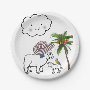 Papieren Borden, sapwolk Sombrero palm boom Bordje