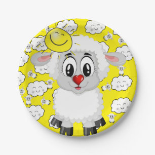 Papieren Borden, schaap Sun Clouds Yellow Bordje