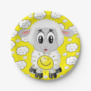 Papieren Borden, schaap Sun Clouds Yellow Bordje