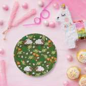 Papieren Borden, Sheep Fairy Oranje Green Hearts Papieren Bordje (Feest)