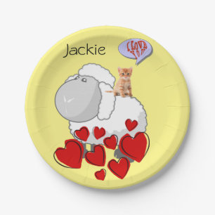 Papieren Borden, Sheep Kitten Happy Valentin Dag Bordje
