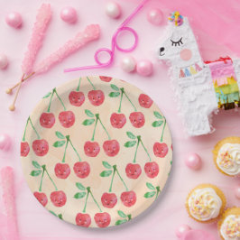 Papieren Borden Sweet Red Cherry Delicate Pattern Papieren Bordje