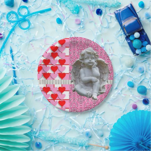 Papieren borden Valentijnsdag, Angel Papieren Bordje (Feest)