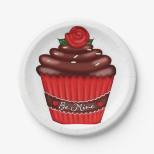Papieren borden Valentijnsdag Cupcake Bordje
