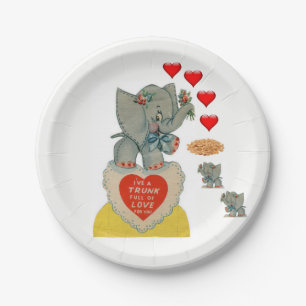 Papieren borden Valentijnsdag Elephant Vintage Bordje