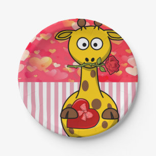 Papieren borden Valentijnsdag, Giraffe Papieren Bordje