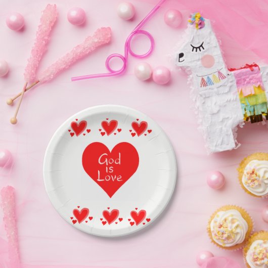 Papieren borden Valentijnsdag GOD IS LOVE Papieren Bordje (Feest)