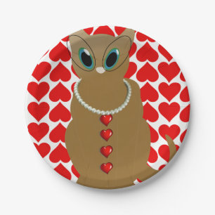 Papieren borden Valentijnsdag, kat Bordje