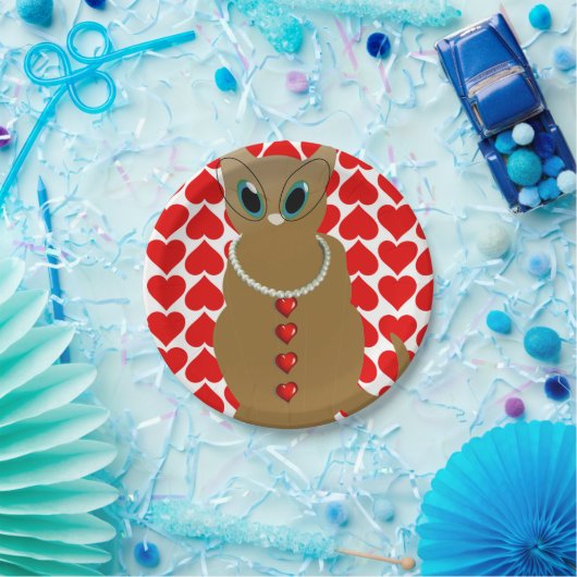 Papieren borden Valentijnsdag, kat Papieren Bordje (Feest)