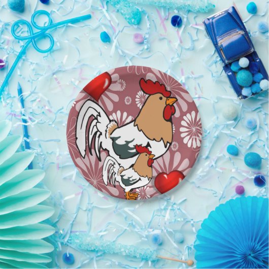 Papieren borden Valentijnsdag, kip Papieren Bordje (Feest)