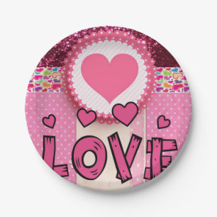 Papieren borden Valentijnsdag, Liefde Papieren Bordje