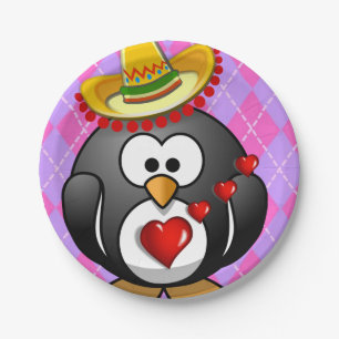 Papieren borden Valentijnsdag, Penguin Bordje