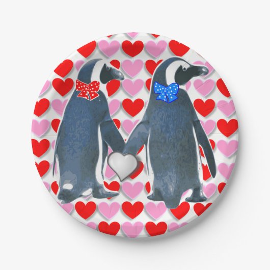 Papieren borden Valentijnsdag, Penguin Papieren Bordje (Voorkant)