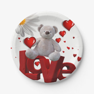 Papieren borden Valentijnsdag, Teddy Bear Bordje