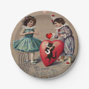 Papieren borden Valentijnsdag, Vintage Bordje