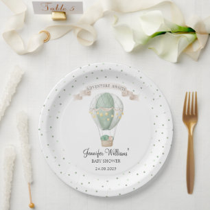 Papieren borden voor hete luchtballon baby shower bordje