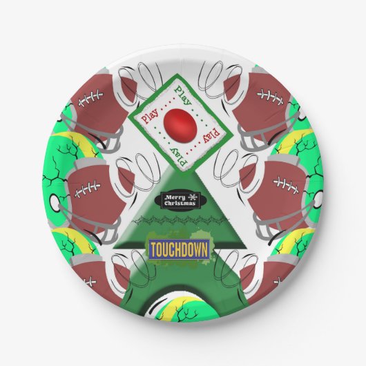 Papieren Borden, vrolijk kerstFootball Papieren Bordje (Voorkant)