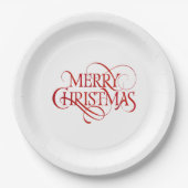 Papieren Borden - Vrolijk kerstrood Papieren Bordje (Voorkant)