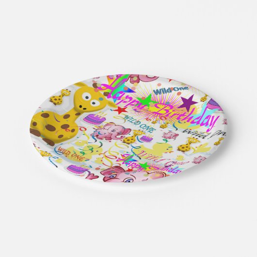 Papieren Borden Wilde een eerste verjaardag Papieren Bordje (Gekanteld)