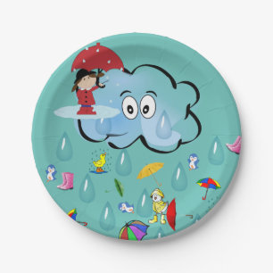 Papieren Borden, wolken Penguin Red Umbrella Bordje