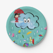 Papieren Borden, wolken Penguin Red Umbrella Papieren Bordje (Voorkant)