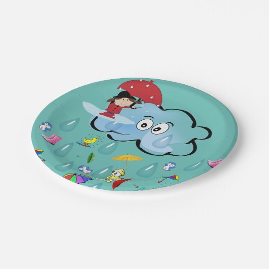 Papieren Borden, wolken Penguin Red Umbrella Papieren Bordje (Gekanteld)