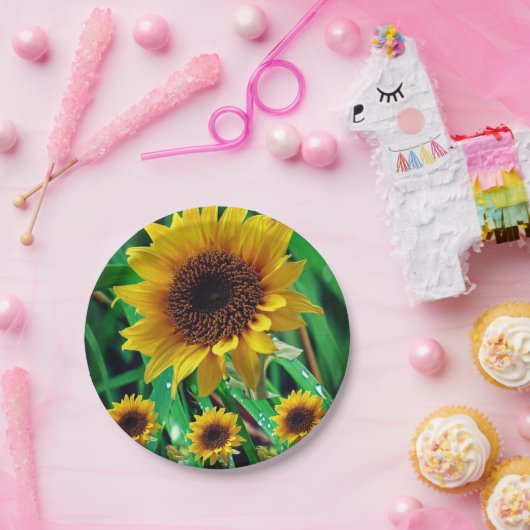 Papieren borden Zonnebloemen Papieren Bordje (Feest)