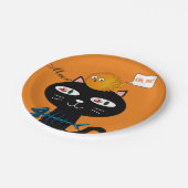 Papieren Borden, zwarte katvis Botten Oranje Mauw Papieren Bordje (Gekanteld)