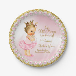 Papieren bordjes voor prinses baby shower