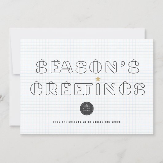 Papieren clips Groeten Blauw Net Business van het  Feestdagenkaart (Voorkant)