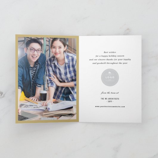 Papieren clips Groetings Blue Grids Business van h Feestdagen Kaart (Binnen)