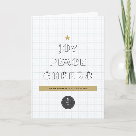 Papieren clips voor vreugde blauw raster feestdagen kaart (Voorkant)