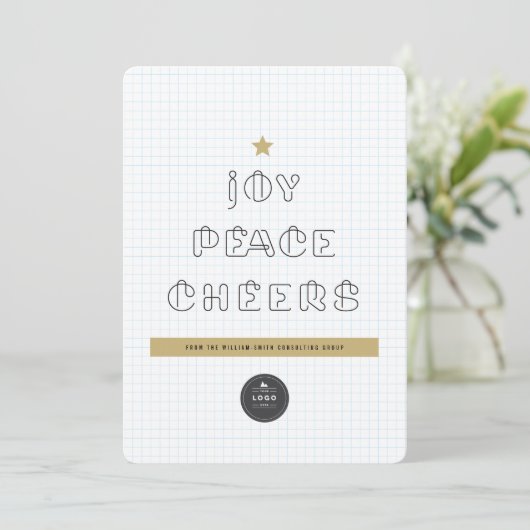 Papieren clips voor vreugde blauw raster feestdagenkaart (Staand voorkant)