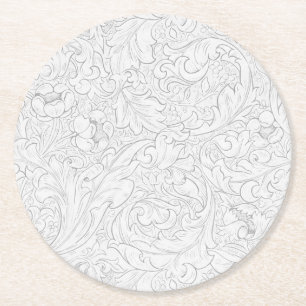 PAPIEREN COASTER : WILLIAM MORRIS : BLOEMEN ONTWER RONDE KARTONNEN ONDERZETTER
