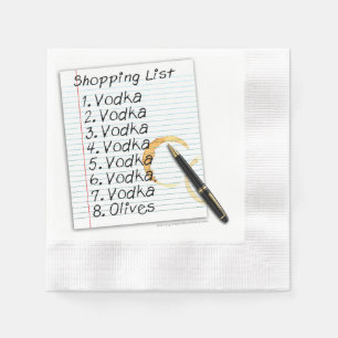 PAPieren COCKTAIL SERVETTEN, VODKA BOODSCHAPLIJST Servet