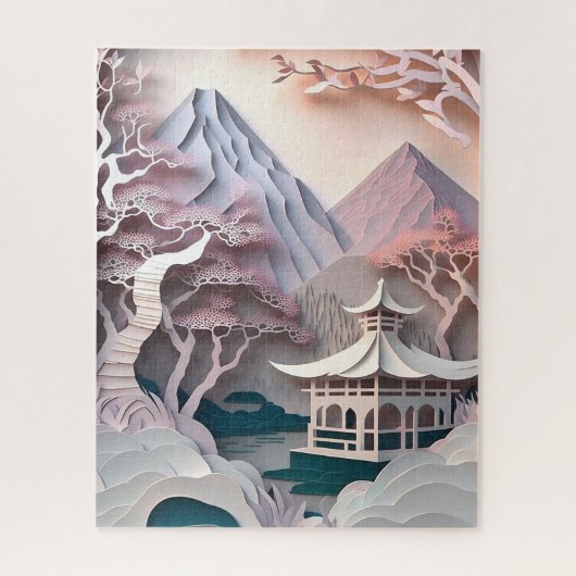 Papieren Cutout Pavilion Landscape Puzzle Legpuzzel (Verticaal)
