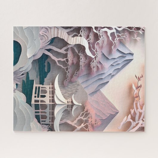 Papieren Cutout Pavilion Landscape Puzzle Legpuzzel (Horizontaal)