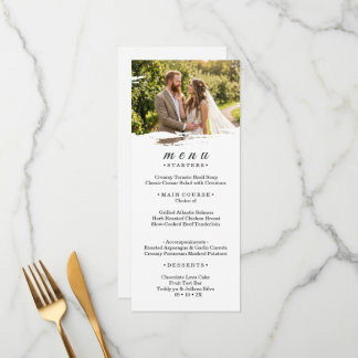 Papieren foto bruiloft menu rekkaart