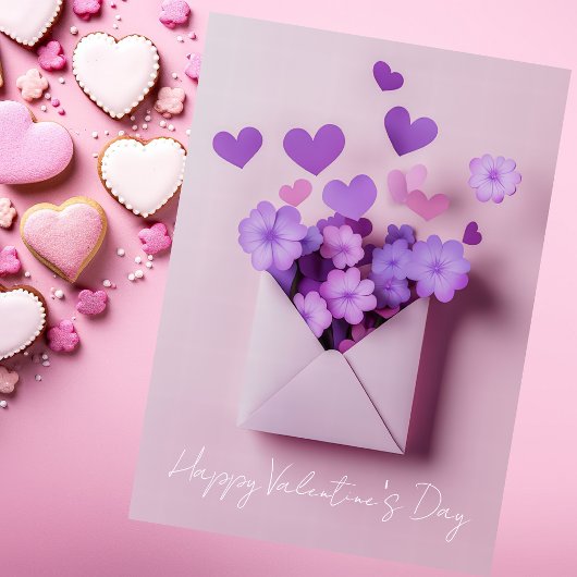 Papieren Hartjes en Bloemen Valentijns Groet Feestdagen Kaart