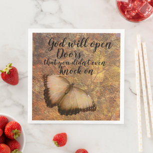 Papieren innemende god opent deuren voor religie servet