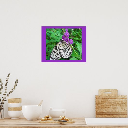 Papieren kite op Paarse ventilator Poster (Keuken)