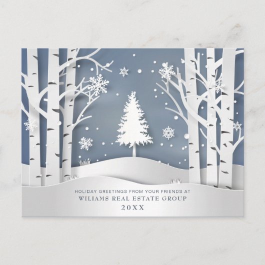 Papieren knippen kerstcadeautje Bedrijfsgroet Briefkaart (Voorkant)
