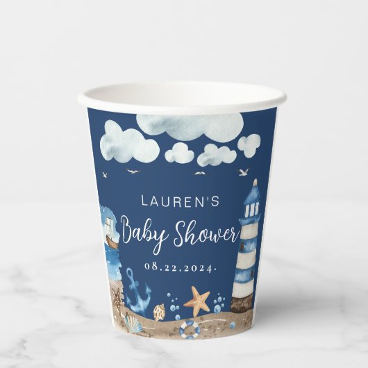 Papieren kopjes met eigen Baby shower Papieren Bekers (Voorkant)
