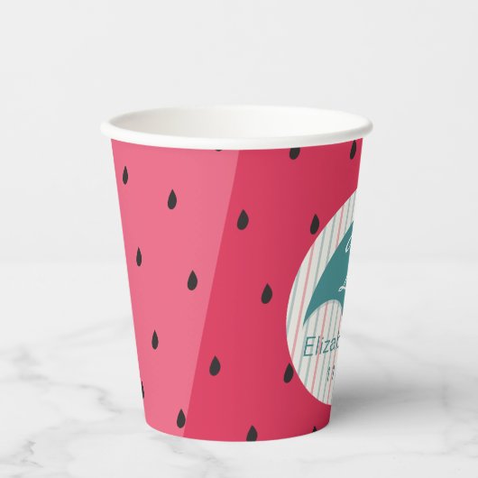 Papieren kopjes "Watermelon Umbrella" 8 oz. Papieren Bekers (Voorkant)