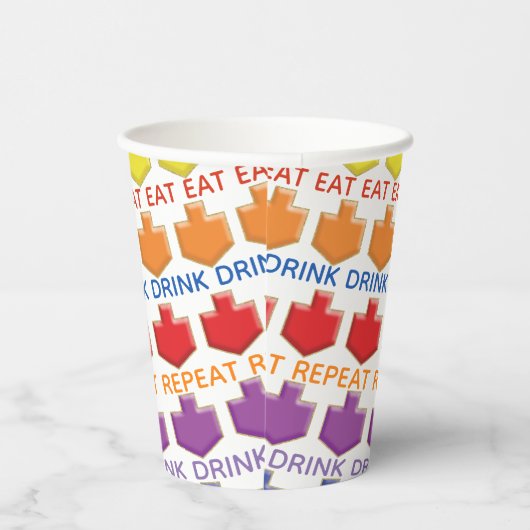 Papieren koppen "3D Dreidels" 8 oz. Papieren Bekers (Rechts)