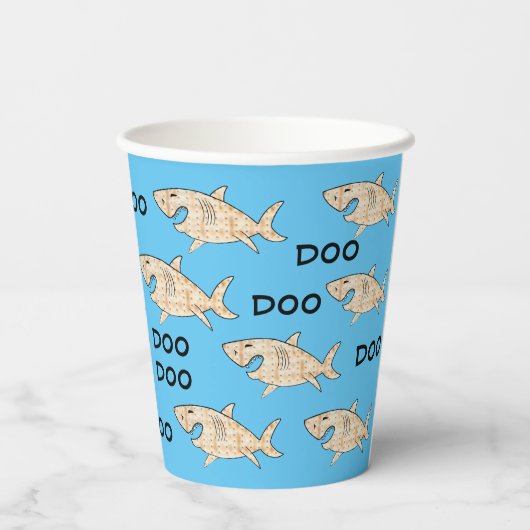 Papieren koppen "Passover Matzah Sharks" 8 oz. Papieren Bekers (Achterkant)