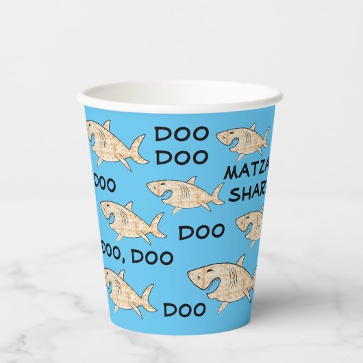 Papieren koppen "Passover Matzah Sharks" 8 oz. Papieren Bekers (Voorkant)