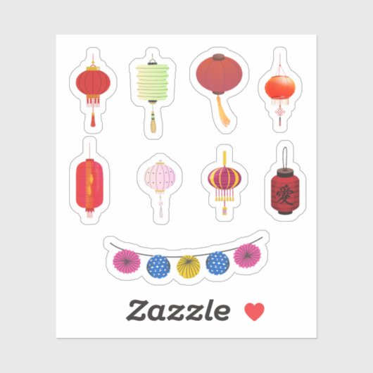 Papieren lantaarn Stickers (Vel)