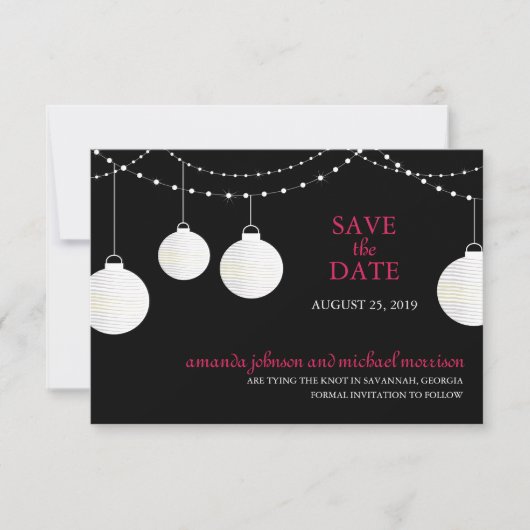 Papieren lantaarnbruiloft sparen de datum save the date (Voorkant)